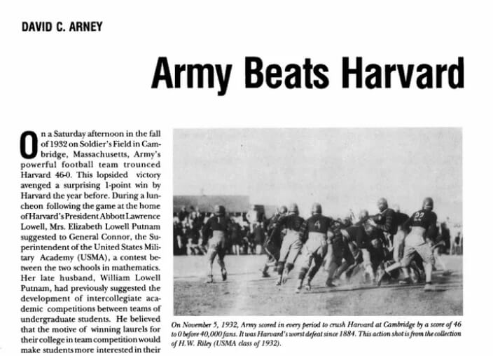 Army beats Harvard